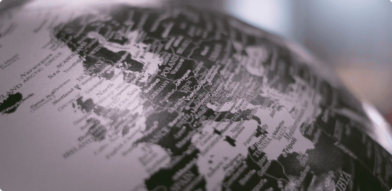 World map showing global institutional connections